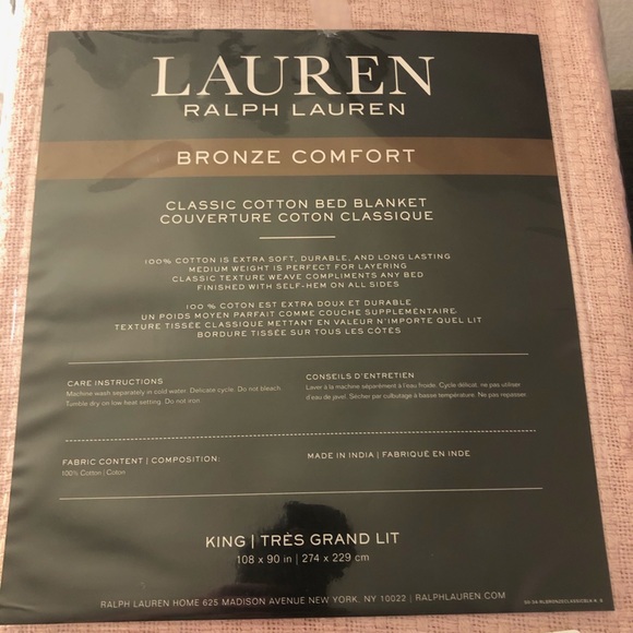 Ralph Lauren King Size Designer Blanket - 100% Cotton - Picture 2 of 5